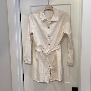 Sadie & Sage Cream/White Denim Shirt Dress Size M